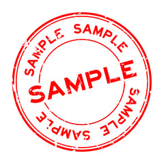 Grunge red sample word round rubber seal stamp on white background