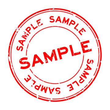 Grunge red sample word round rubber seal stamp on white background