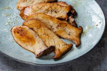 King oyster mushrooms sautee in butter with salt and pepper