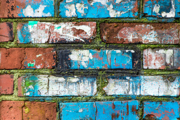 The ancient decorated brick wall