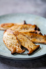 King oyster mushrooms sautee in butter with salt and pepper