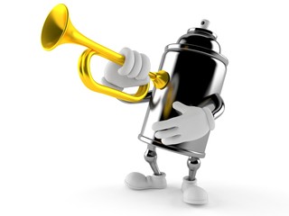 Spray can character playing the trumpet