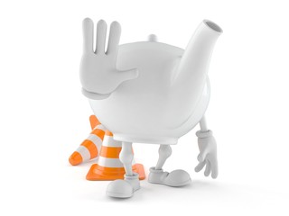 Teapot character with stop gesture