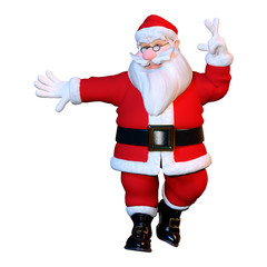 3D Rendering Santa Exercising on White