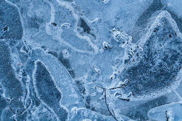 abstract ice background with bubbles in the cold