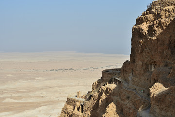 Fototapeta na wymiar Masada fortress, ancient fortification in Israel situated on top of an isolated rock plateau