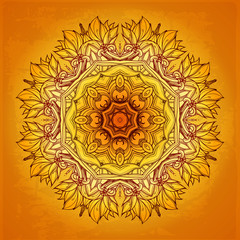 Vintage vector pattern. Vector mandala. Round frame. Floral design element. Can be used for banner, invitation, wedding card, scrapbooking and others.