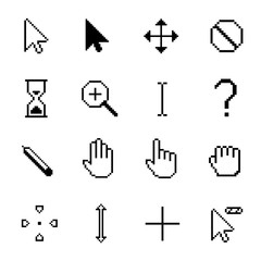 Pixel cursor and click line art set