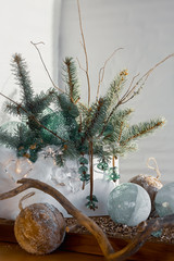 christmas tree decoration on blue background