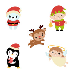 Set of christmas characters.