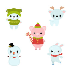 Naklejka premium Set of christmas characters.