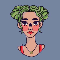 girl with watermelon cheeks