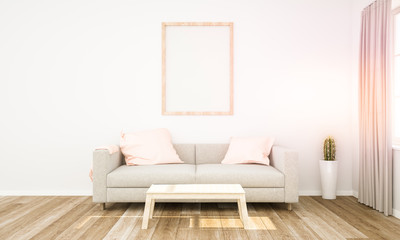 pink living room with frame mockup