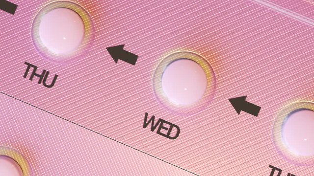 Pink Birth Control Pill Blister. Every Day Of A Week In An Endless Loop. 4KHD