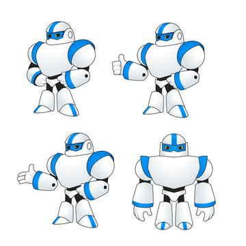 friendly robot cartoon mascot set 1