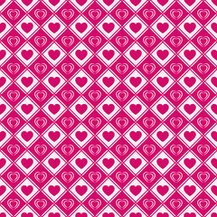 Love hearts seamless pattern. Valentine's Day background. Romantic repeated texture for greeting cards, invitation and holiday design, clothes prints, wrapping paper. Vector illustration. Bright color