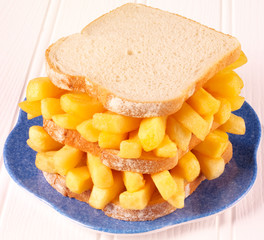 CHIP BUTTY ON BLUE PLATE