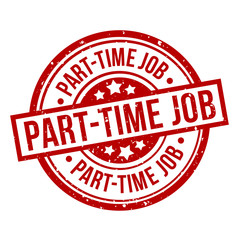part-time job round red grunge stamp badge