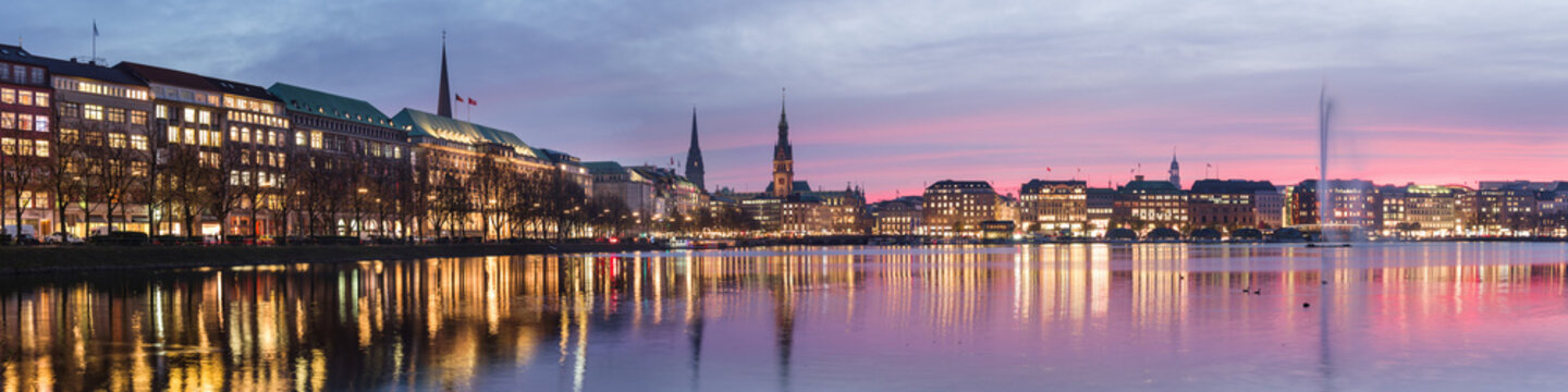 Hamburg City Panorama romantisch 1 zu 4 abends
