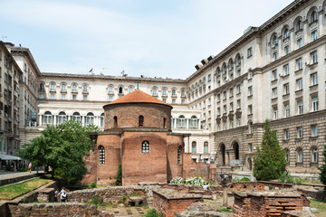 SOFIA, BULGARIA - 24 May 2018: Church of St George is an Early Christian red brick rotunda that is considered the oldest building in Sofia