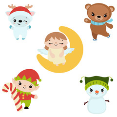 Set of christmas characters.
