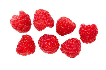 Raspberry isolated on white background. Fresh ripe raspberries.