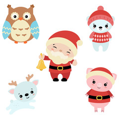 Set of christmas characters.