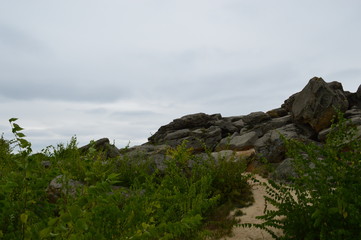 landscape with mountains and blue sky