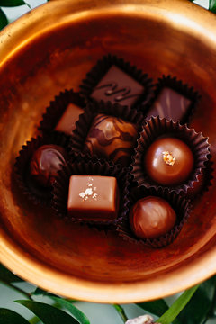 Close up of chocolates in a bowl