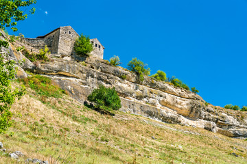 Fototapeta na wymiar Chufut-Kale, a ruined medieval city-fortress in the Crimean Mountains