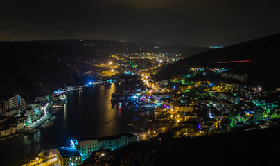 Fototapeta premium Night landscape in Balaklava, Crimea