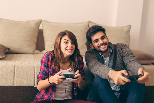 Couple playing games and having fun