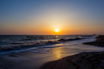 Fototapeta na wymiar Sunset on the black sea coast