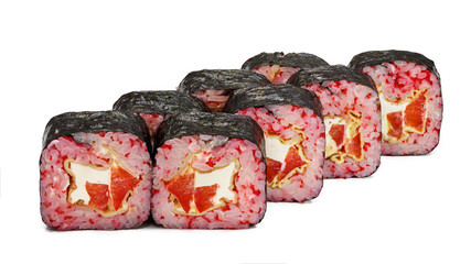 Japanese rolls, sushi on a white background