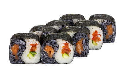 Japanese rolls, sushi on a white background