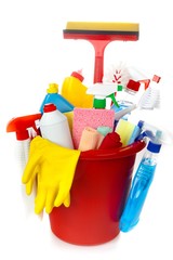 House Cleaning Equipment and Supplies in Bucket