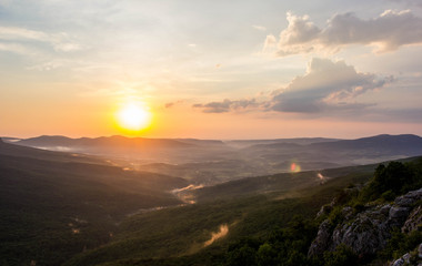 Sunset in the Crimean mountains