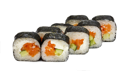 Japanese rolls, sushi on a white background
