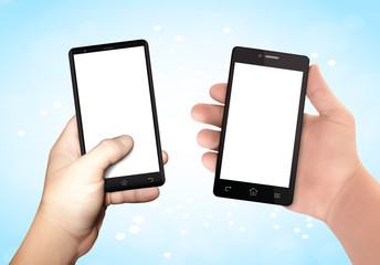 Man hands holding smartphone