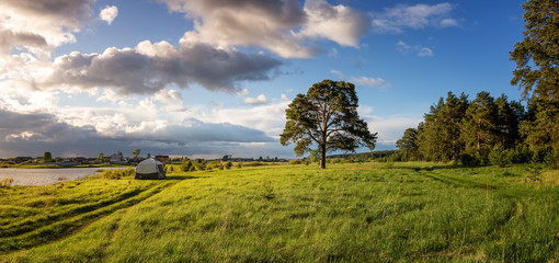 летний пейзаж на берегу уральской реки с палаткой, Россия, июнь © 7ynp100