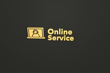 Text Online Service with yellow 3D illustration and dark background