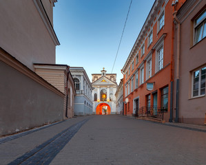 Vilnius. Old city gate at dawn.