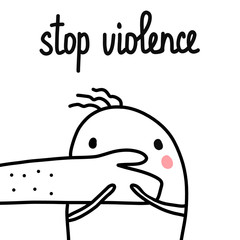 Stop violence hand drawn marshmallow illustration design for crisis centers and woman help assosiations banners cards stickers and promo artickles