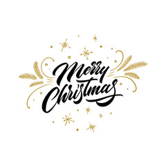 Merry Christmas greeting card with lettering.