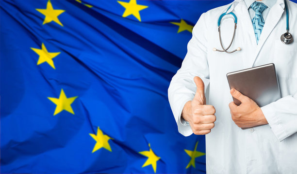 Concept of health and medicine national healthcare system in EU. Doctor who can cure hopelessly ill