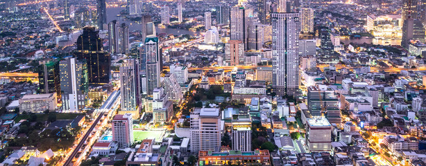 Panorama Bangkok City Skyline at Night.