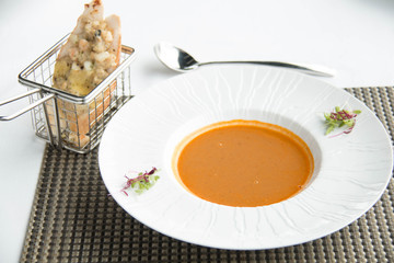 Lobster Bisque orange thick creamy soup