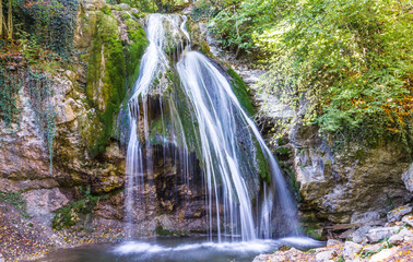 Fototapeta na wymiar Djur-djur waterfall is located on the Ulu-Uzen river in the Crimea