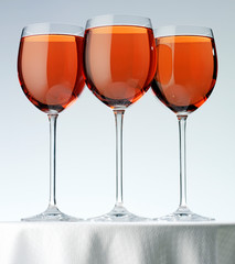 THREE GLASSES OF ROSE WINE