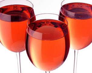 THREE GLASSES OF ROSE WINE